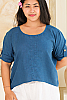 Linen Pullover Indigo Blue Front