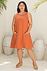Montego Linen Dress Brick Full