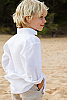 Boy's Long Sleeve White Linen Italian Shirt Beach Wedding Back