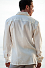 Men's Linen Long Sleeve White Italian Shirt Back