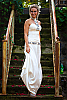 Beaded corset dress - sequins beads shells fresh-water pearls - white - front view - Island Importer