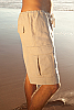 Men's Linen Cargo White Drawstring Shorts Front