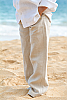 Boy's Linen Italian Pants Natural (Khaki) Beach Wedding Front