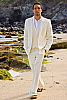 Men's Custom Silk-Blend Ivory Vest Pants Beach Wedding