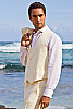 Men's Custom Silk-Blend Ivory Vest Beach Wedding Buttons