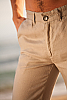 Men's Slim Fit Natural (Khaki) Linen Pants Beach Wedding Back