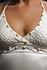 Pearl dress - double-layered halter - freshwater pearls - white - side view - Island Importer