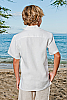 Boy's White Linen Short Sleeve Italian Shirt Back