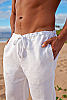 Men's Linen Drawstring Loose Fit White Pants Front Tied