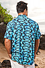 Men's Shark Batik Island Hawaiian Short Sleeve Rayon Shirt Collar