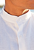 Men's Linen Nehru Collar White Long Sleeve Shirt Front