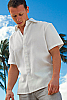 Men's Linen Short Sleeve White Italian Shirt Front