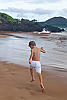 Boy's Linen Drawstring Cargo White Shorts Back