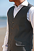 Men's Linen Gray Vest Beach Wedding Side