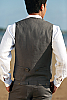 Men's Linen Gray Vest Beach Wedding Side-Flap Pocket