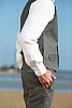Men's Linen Gray Vest Beach Wedding Metal Buttons
