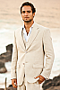 Mens Linen Natural Suit Jacket Beach Wedding Front Closed