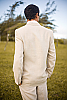 Mens Linen Natural Suit Jacket Beach Wedding Back