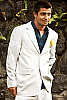 Mens Linen White Suit Jacket & Vest Beach Wedding Front