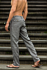 Men's Linen Gray Dress Pants Beach Wedding Rear View