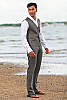 Men's Linen Gray Dress Pants Beach Wedding Full