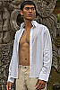 Men's Cotton White Long Sleeve Shirt Beach Wedding Open