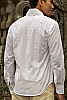 Men's Cotton White Long Sleeve Shirt Beach Wedding Weave Back