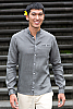 Men's Linen Long Sleeve Italian Nehru Collar Shirt - Slate Gray - Beach Wedding - Front