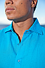 Men's Linen Long Sleeve Malibu Blue Italian Shirt Collar