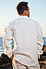 Men's Linen French Cuff White Long Sleeve Shirt Back