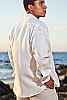 Men's Linen French Cuff White Long Sleeve Shirt Side