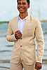 Men's Custom Linen Jacket For Beach Weddings & Grooms Natural Color