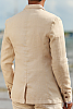 Men's Custom Linen Jacket For Beach Weddings & Grooms Natural Color Back View