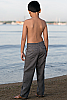 Boy's Linen Gray Dress Pants Beach Wedding Back View