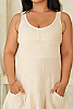 Catalina Linen Dress Natural Tan Front