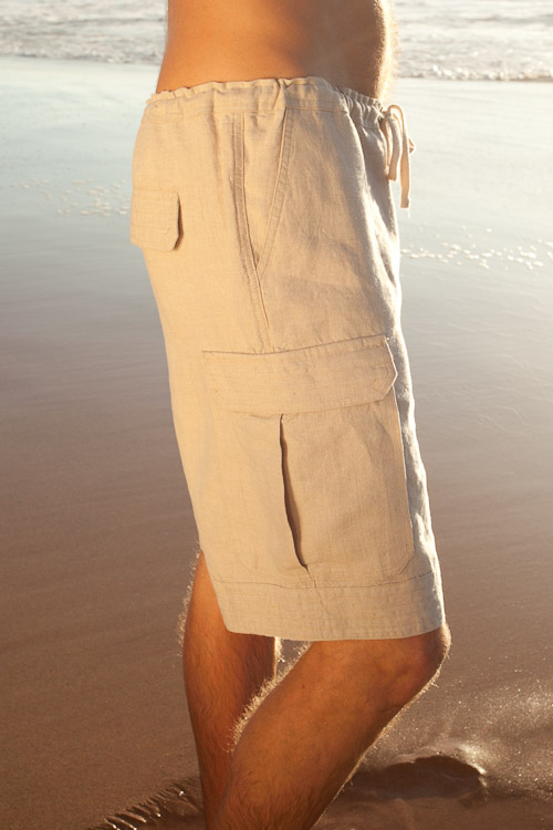 Mens Linen Cabo Shorts, Drawstring, Cargo Pockets