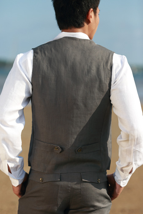 Download Men's Linen Gray Vest - Beach Wedding - Island Importer
