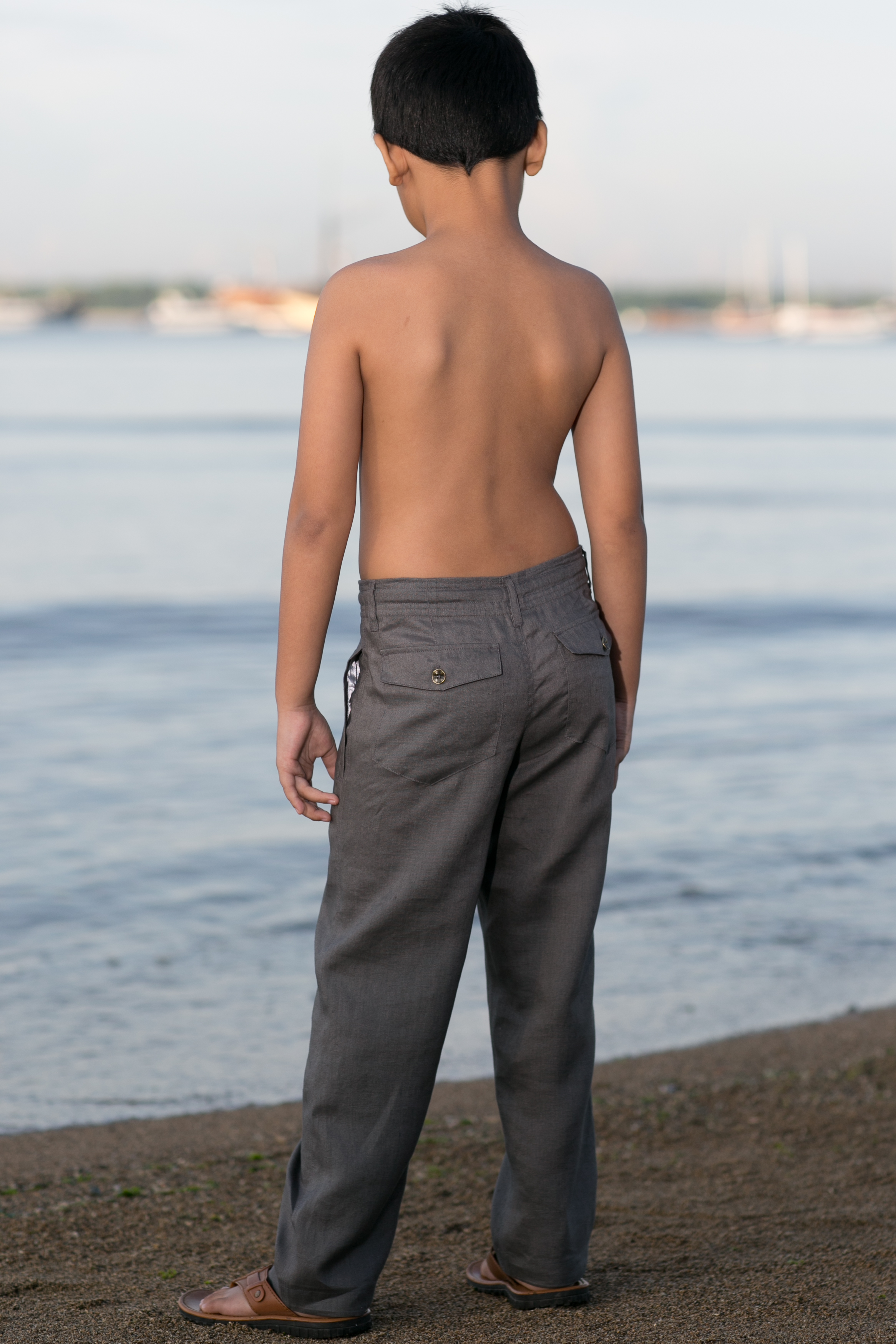 Boy's Linen Gray Dress Pants - Island Importer