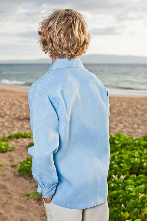 Boy's Long Sleeve Linen Italian Shirt - Beach Weddings - Island Importer