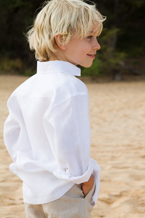 Boy's Long Sleeve Linen Italian Shirt - Beach Weddings - Island Importer
