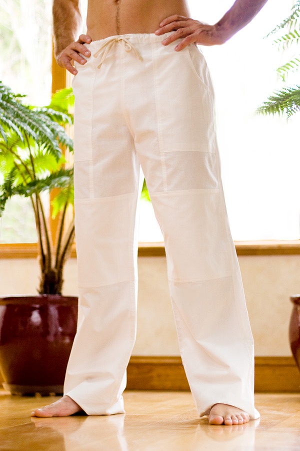 white cotton yoga pants