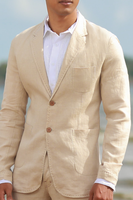 Men S Custom Natural Tan Linen Suit Beach Weddings Grooms