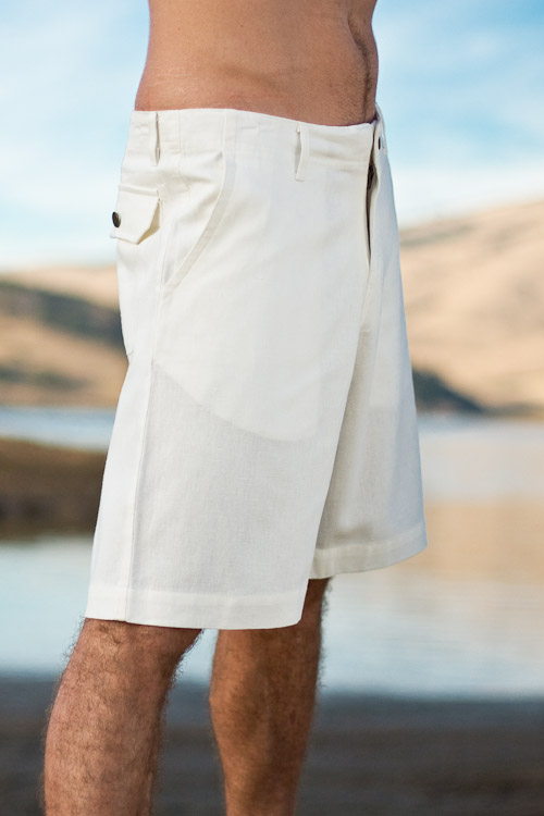 Men S Linen Casual White Beach Shorts Island Importer