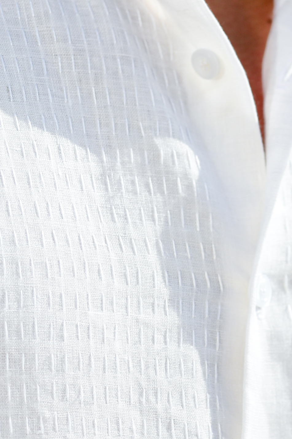 module Transparant Briljant Men's White Linen Long Sleeve Shirt - Hand-Stitched Design - Island Importer