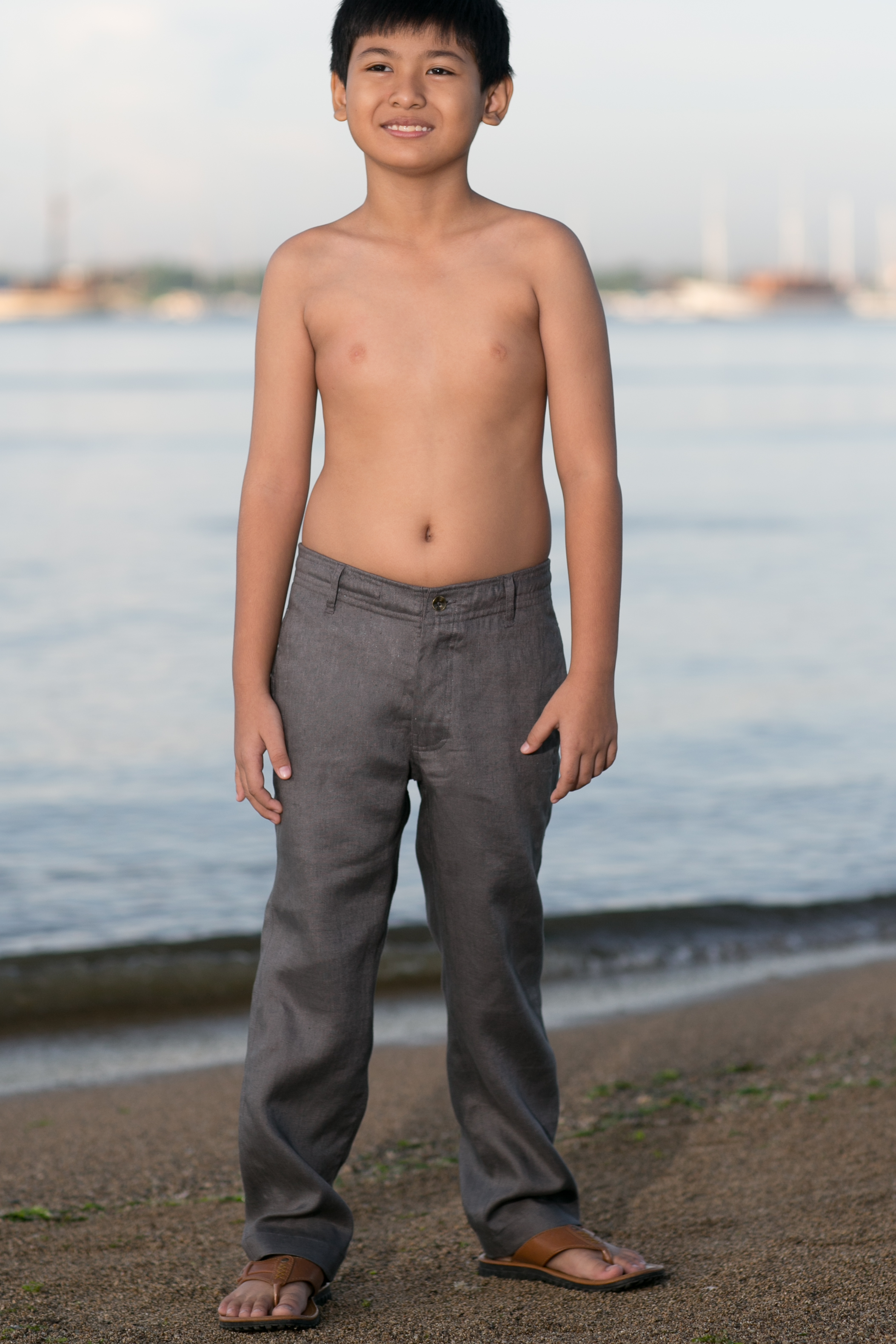 Boy's Linen Gray Dress Pants - Island Importer