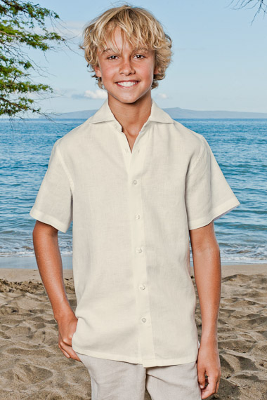 Boy S Linen Short Sleeve Italian Shirt Beach Wedding Island