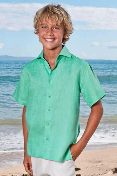 Boy's Linen Short Sleeve Italian Shirt - Beach Wedding - Island Importer