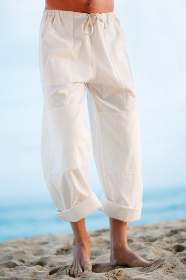 Mens White Linen Yoga Pants