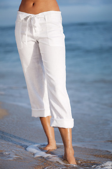 white linen pants for the beach