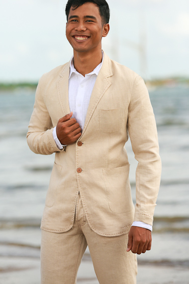 Custom Natural Linen Havana Suit